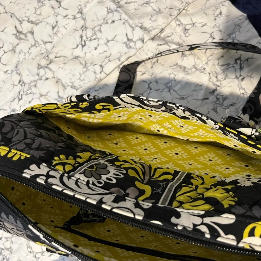 Vera Bradley Black, Yellow and White Floral Quilted Tote NWT